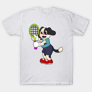 Dog at Tennis with Tennis racket T-Shirt